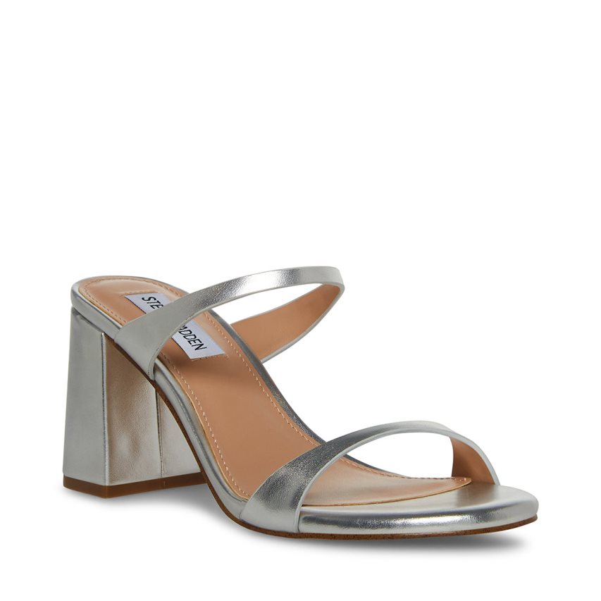 Silver Steve Madden Bridgette Women's Heels Sandals | PH 6049TJO